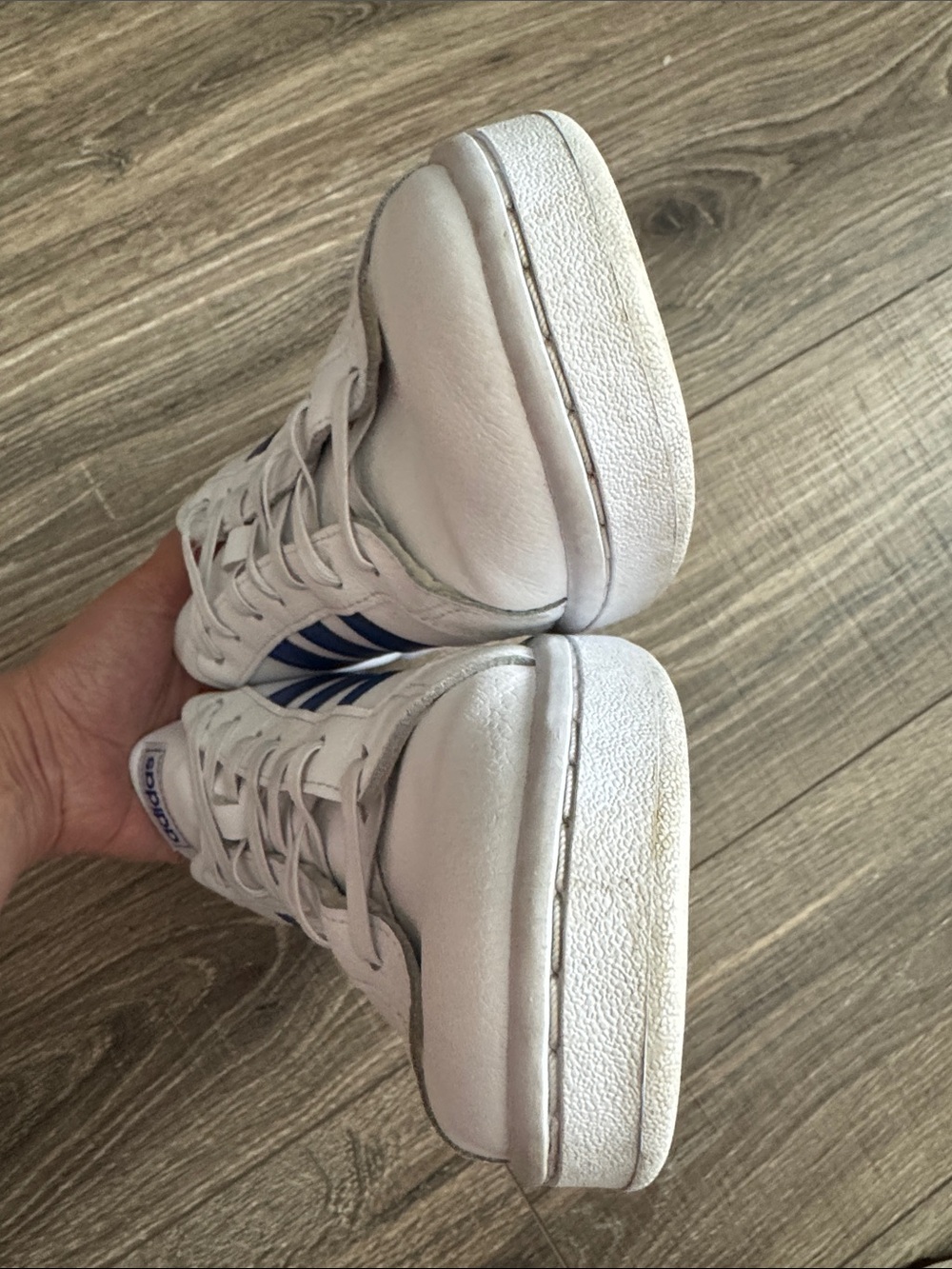 adidas White and Blue Men's Low-Top Sneakers - Picture 7 of 14